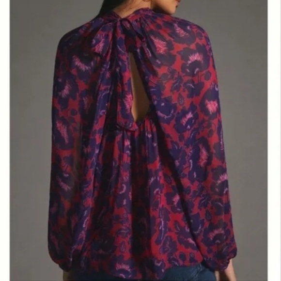 Maeve Purple and Pink Sheer Blouse - Picture 2 of 4